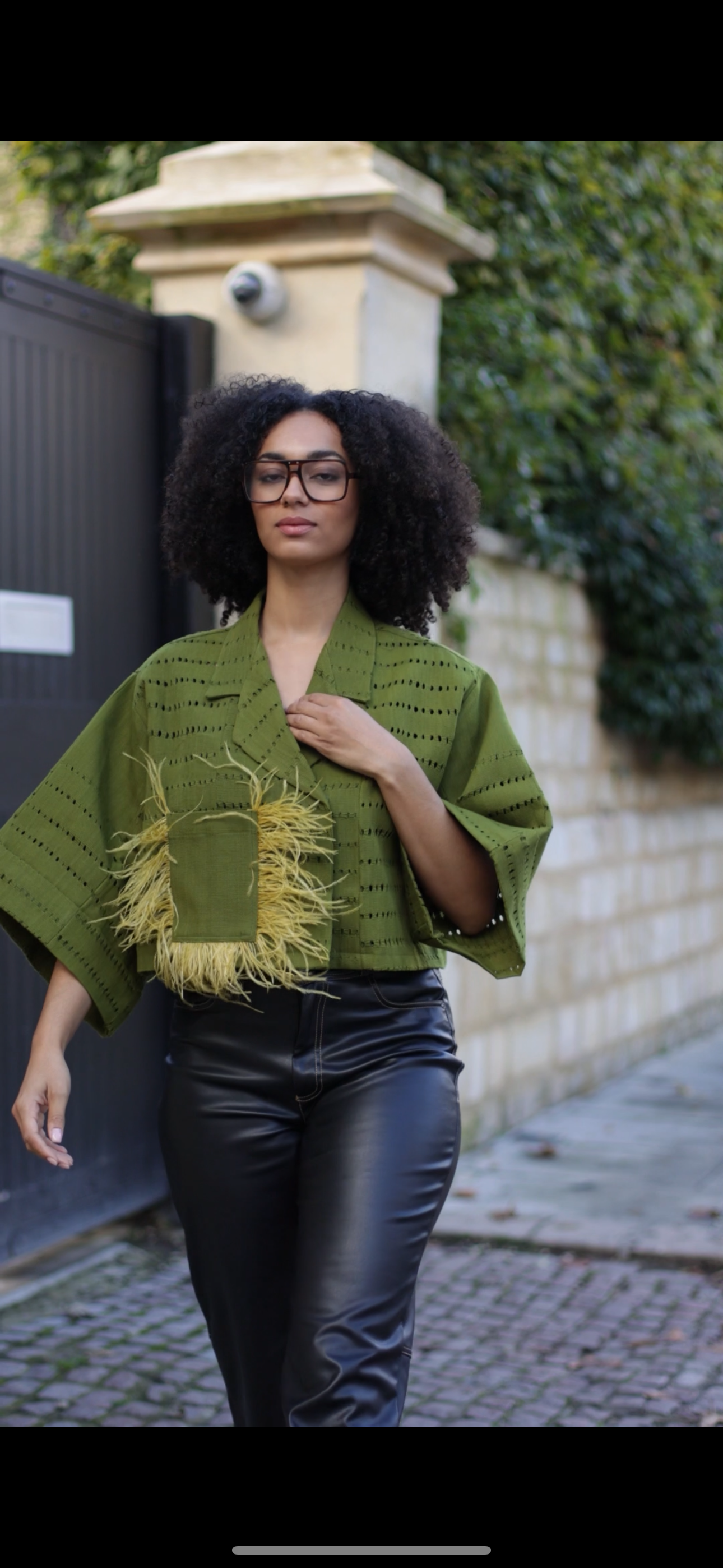 Babayo Asooke Crop Jacket with side feathered pocket